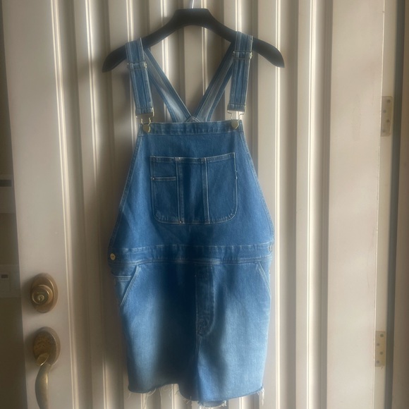 NWOT Frame Le Garcon Cutoff Short Denim Overalls - M - Picture 4 of 10